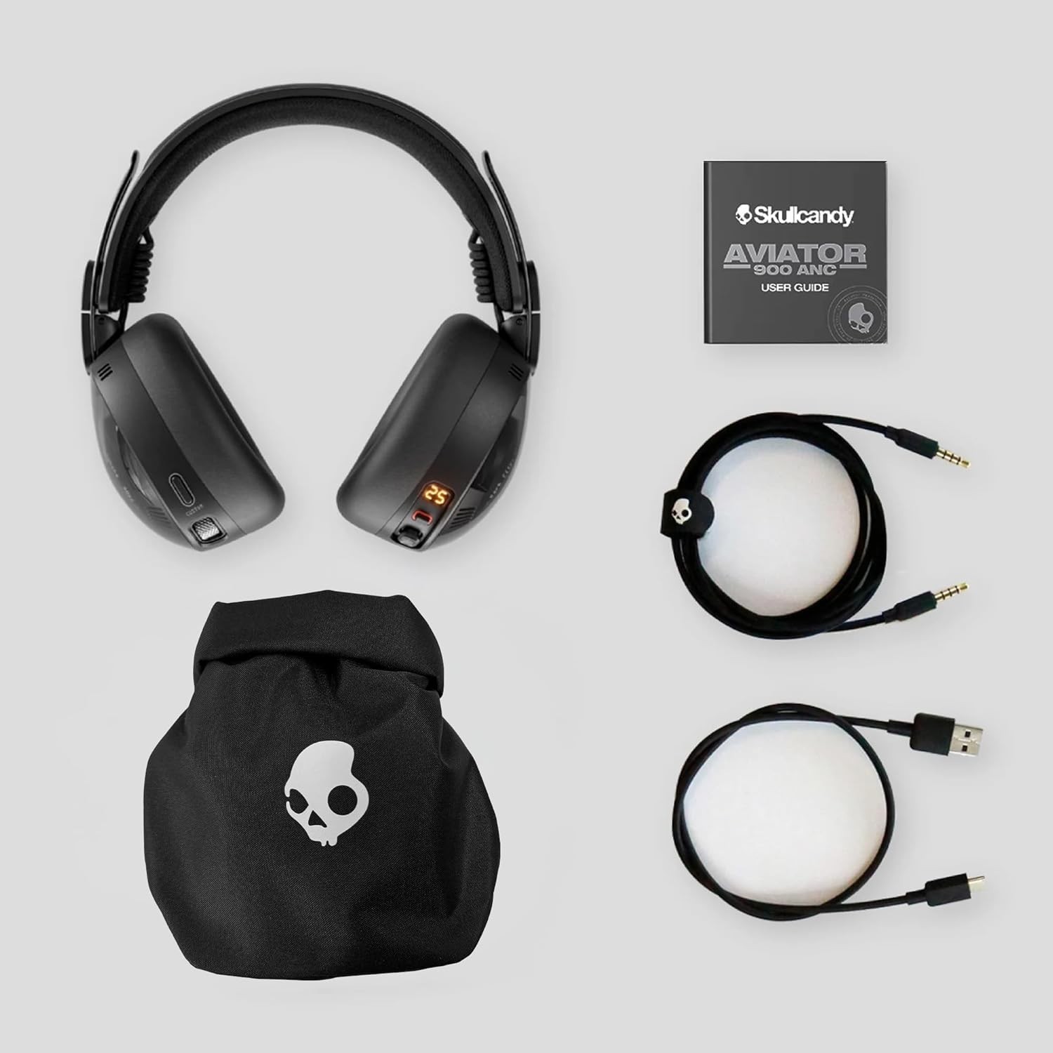 Skullcandy Aviator 900 ANC Wireless Over-Ear Bluetooth Headphones True Black
