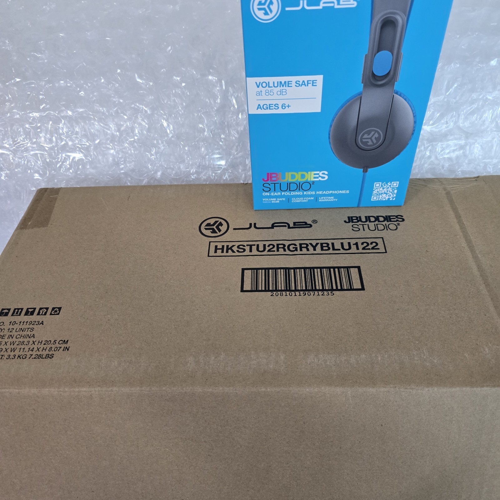JLab JBuddies Studio2 Kids Headphones Gray/Blue Bulk Lot Case of 12 New Sealed