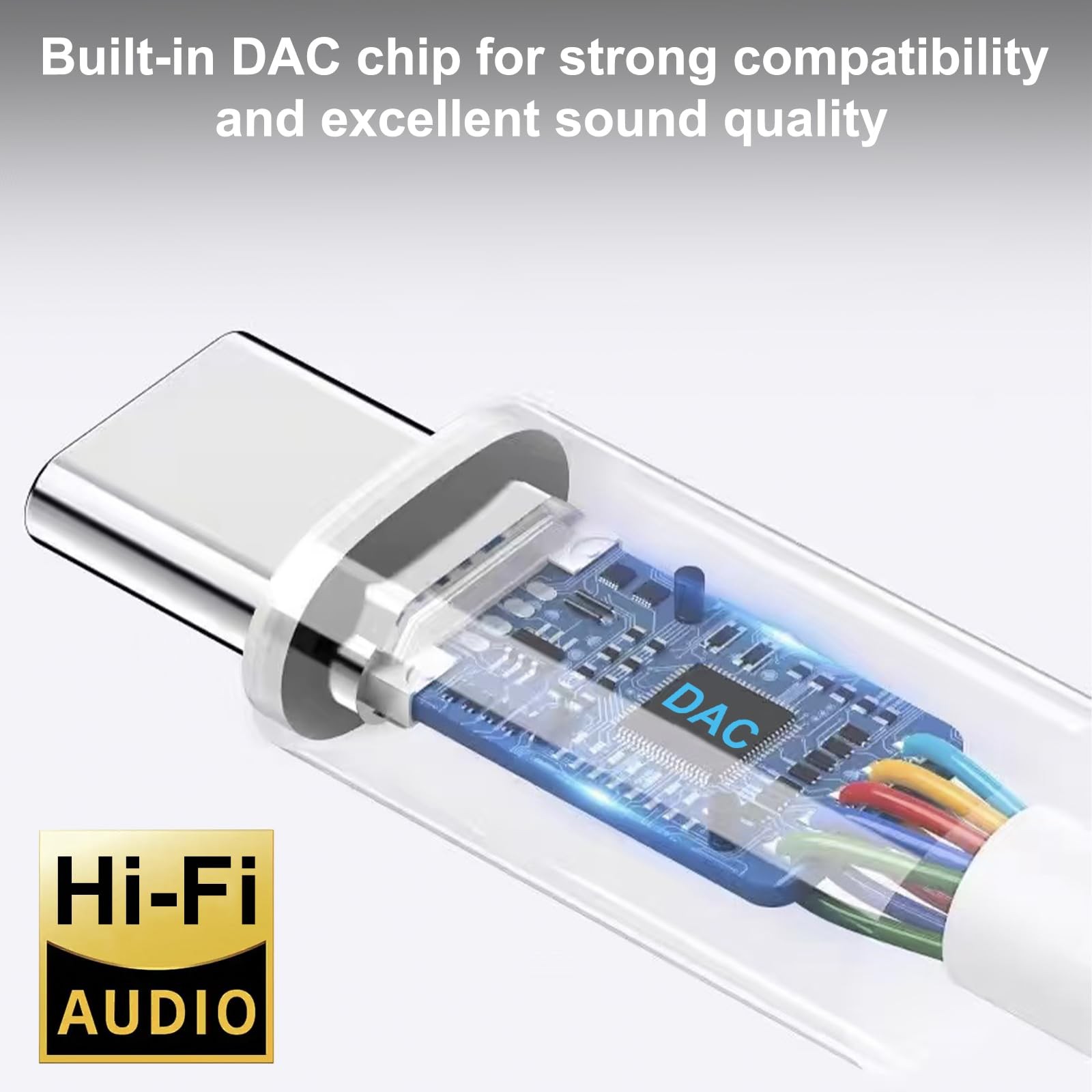 QAJOPFN 2 Pack USB C to 3.5mm Headphone Jack Adapter, Hi-Fi DAC Audio Converter