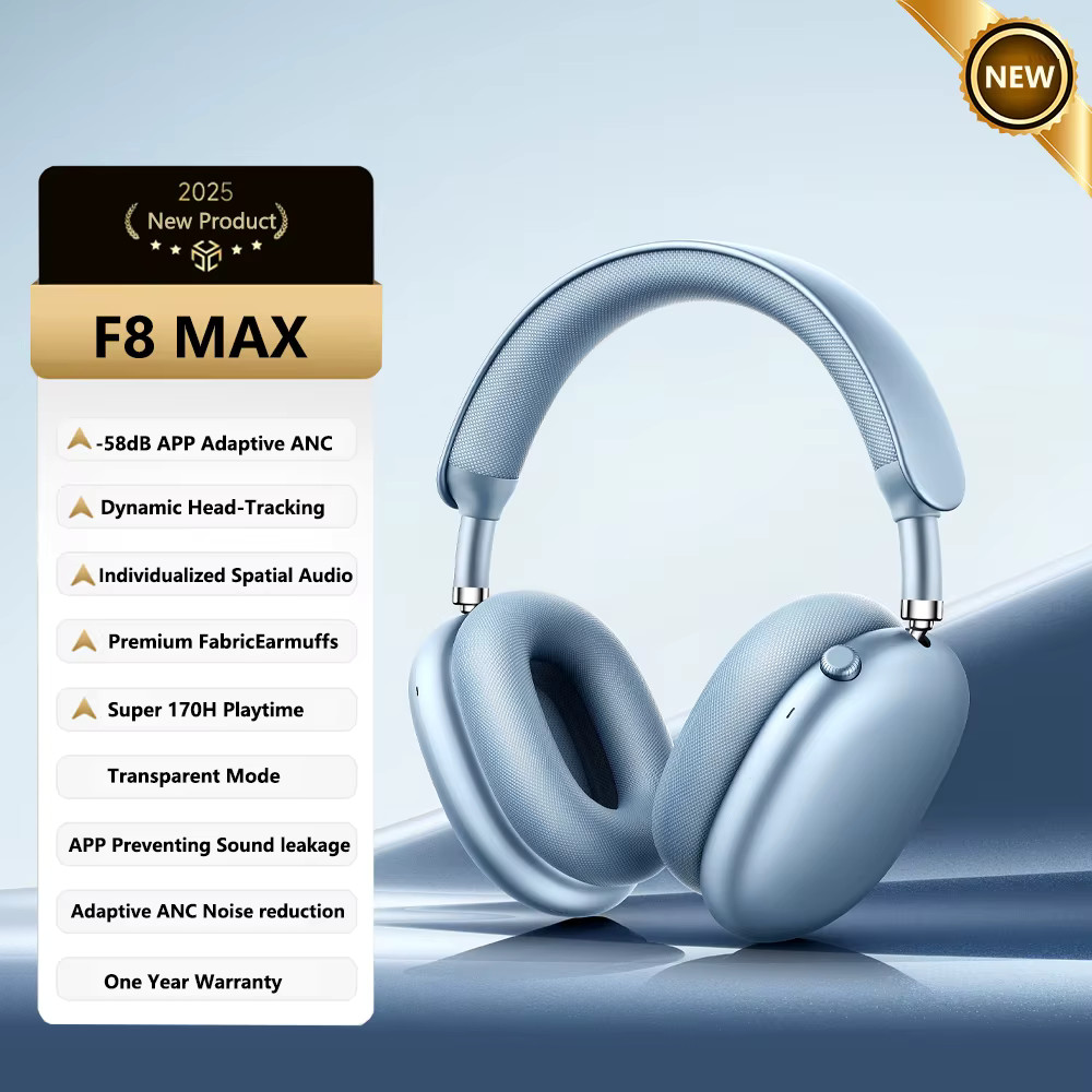Picun F8 Pro ANC Wireless Headphones Bluetooth 5.4 Over-Ear Spatial Audio Mic