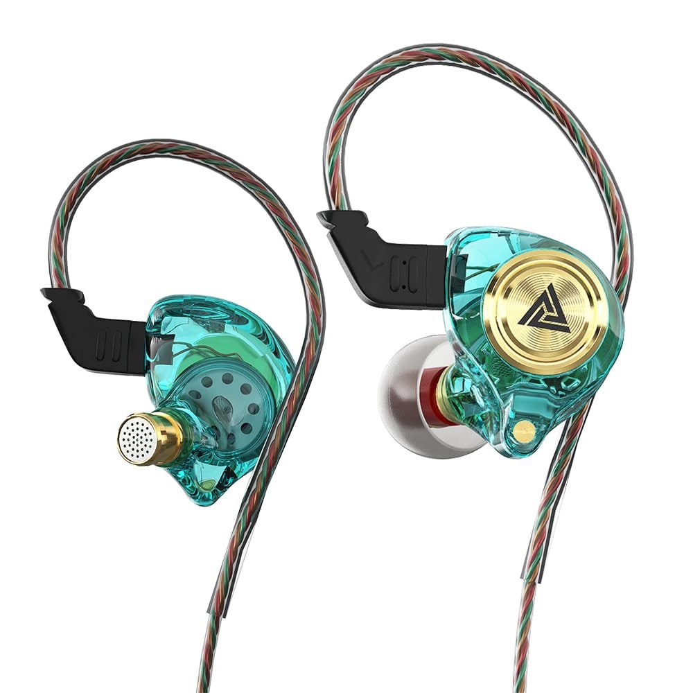 Yeabomy Wired Gaming Earbuds, Ak3file in Ear Monitors, Deep Bass Sound Green