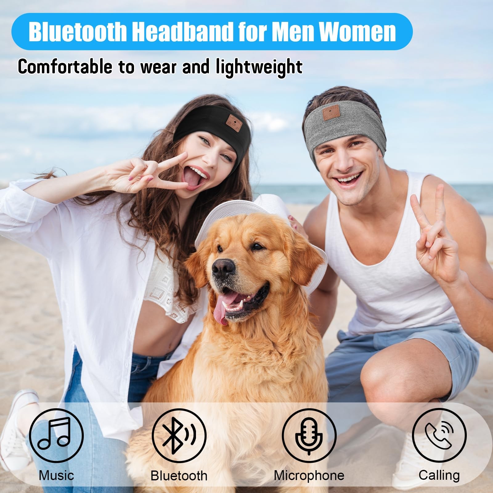 2-Pack Sleeping Headphones Wireless Bluetooth 1 Count (Pack of 2), Black+Grey