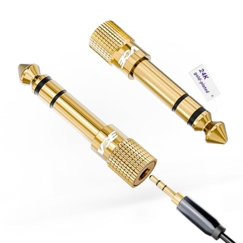 VCE 1/4 inch to 3.5mm Stereo Headphone Adapter 2-Pack Gold-Plated Audio Converte
