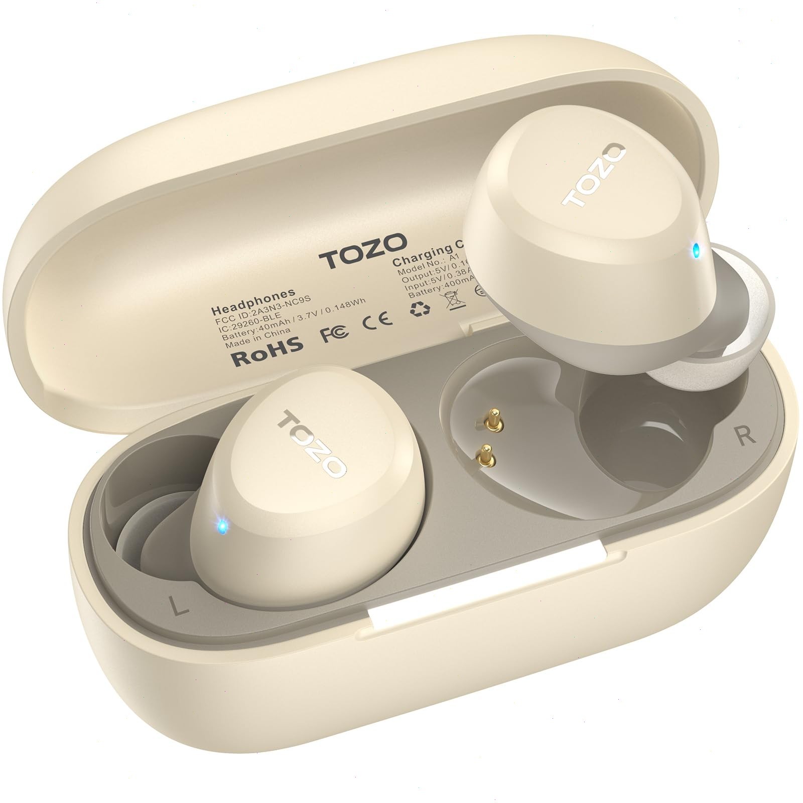 TOZO – A1 Lightweight Wireless Earbuds Headphones, Khaki – Refurbished