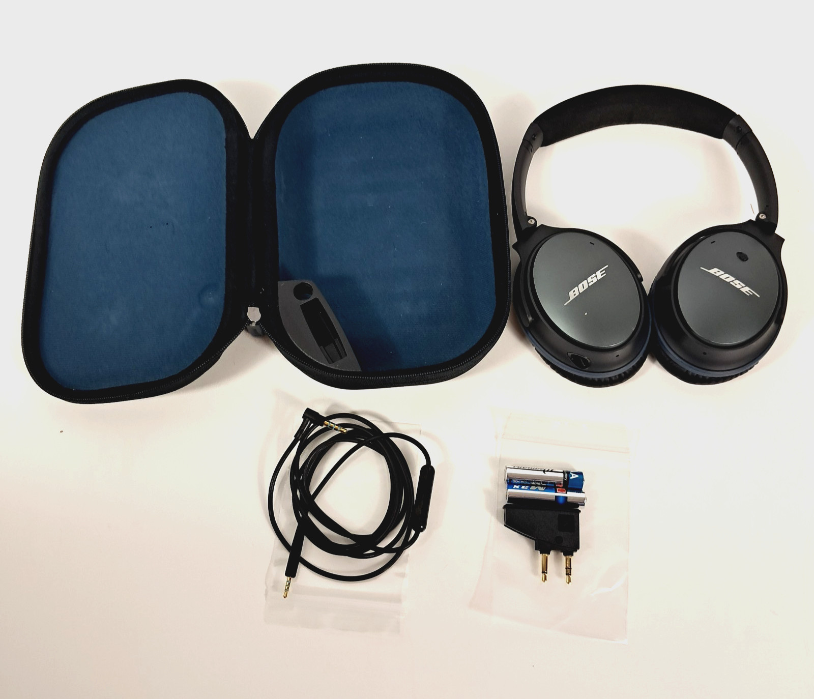 BOSE QuietComfort QC25 Noise Cancelling Headphones Graphite/Blue Excellent Cond.