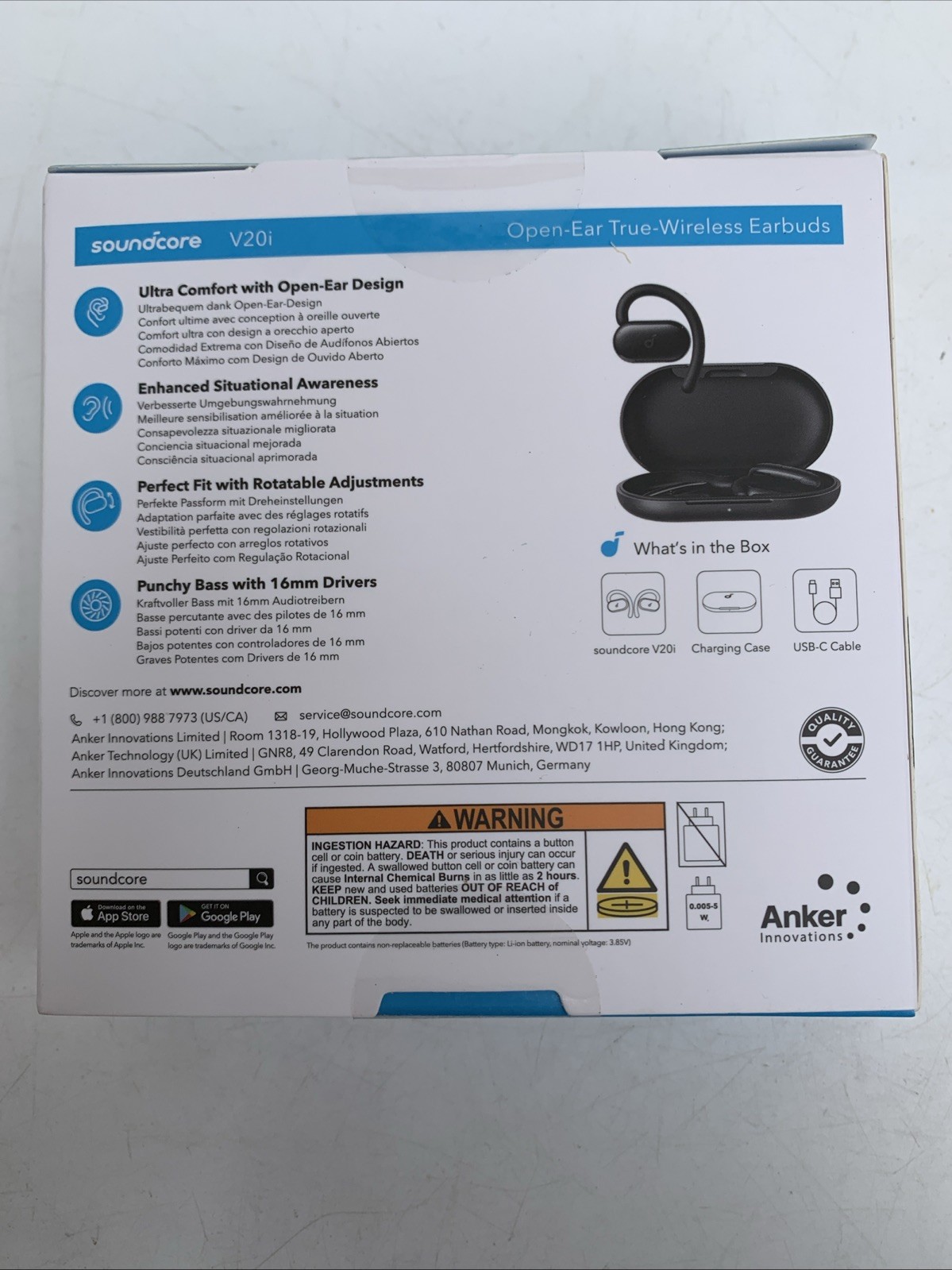 Soundcore By Anker V20i Open-Ear Confort Rotatable Snug Fit Wireless Earbuds