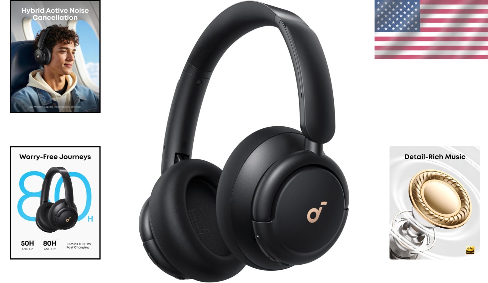 Soundcore Life Q30 Noise Cancelling Headphones – 50H Playtime, Hi-Res Audio