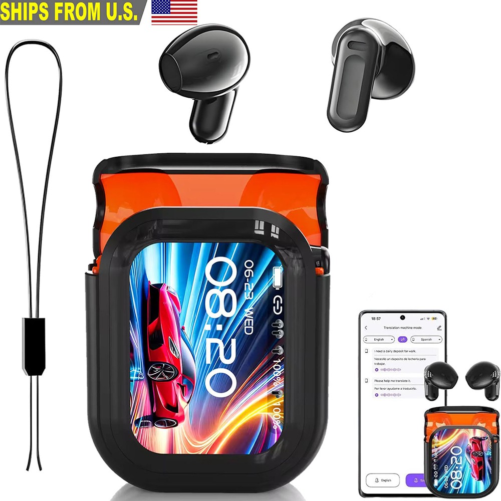 Wireless AI Translator Earbuds 135 Languages Touch Screen ENC Noise Cancel BT5.4