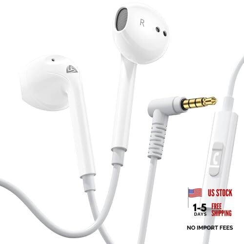 ZENITH Wired Earbuds in-Ear Headphones, 2 Years Warranty, White 3.5 mm