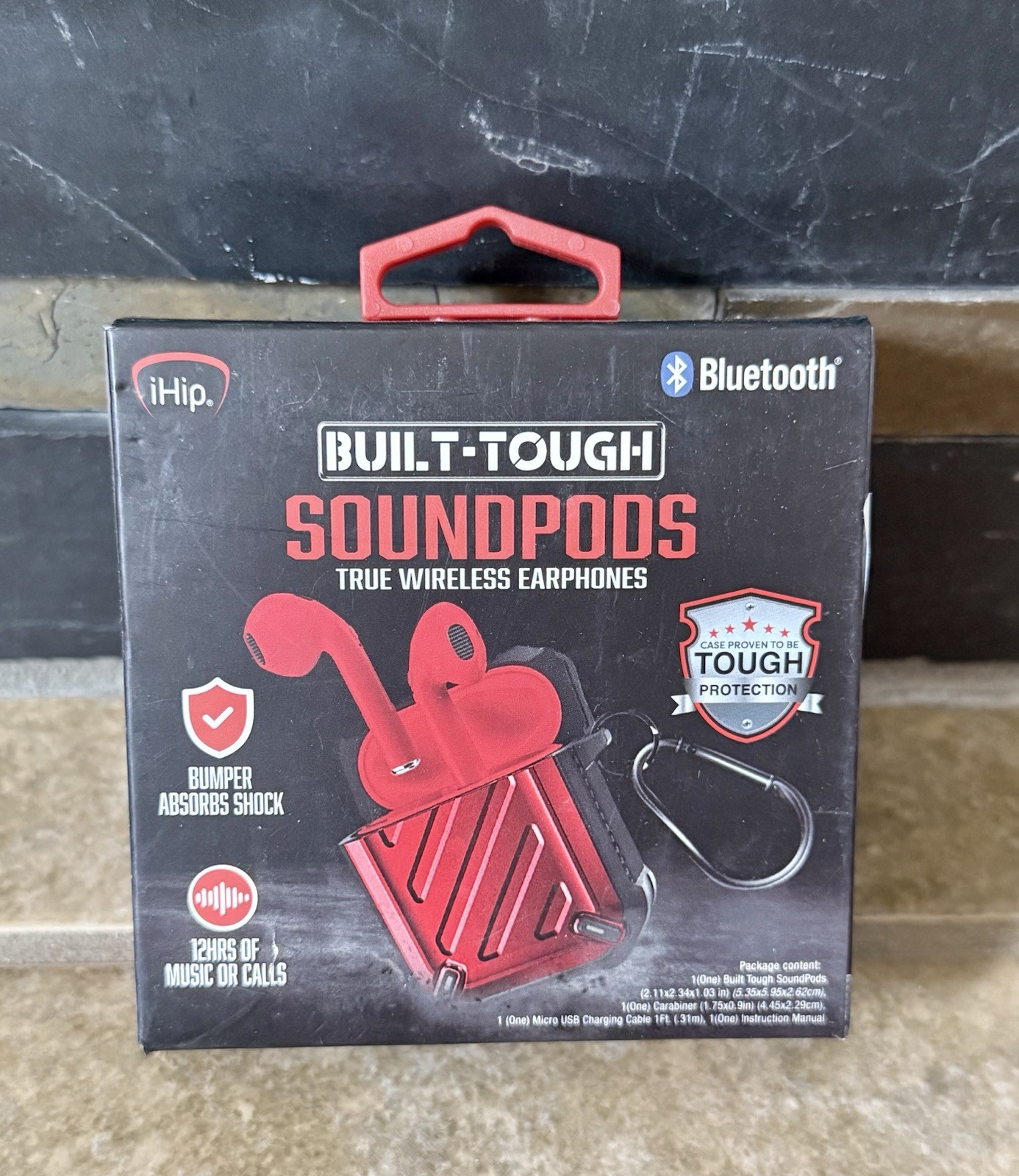 Wireless Earphones iHip Built-Tough SoundPods True Bluetooth Red FAST SHIPPING