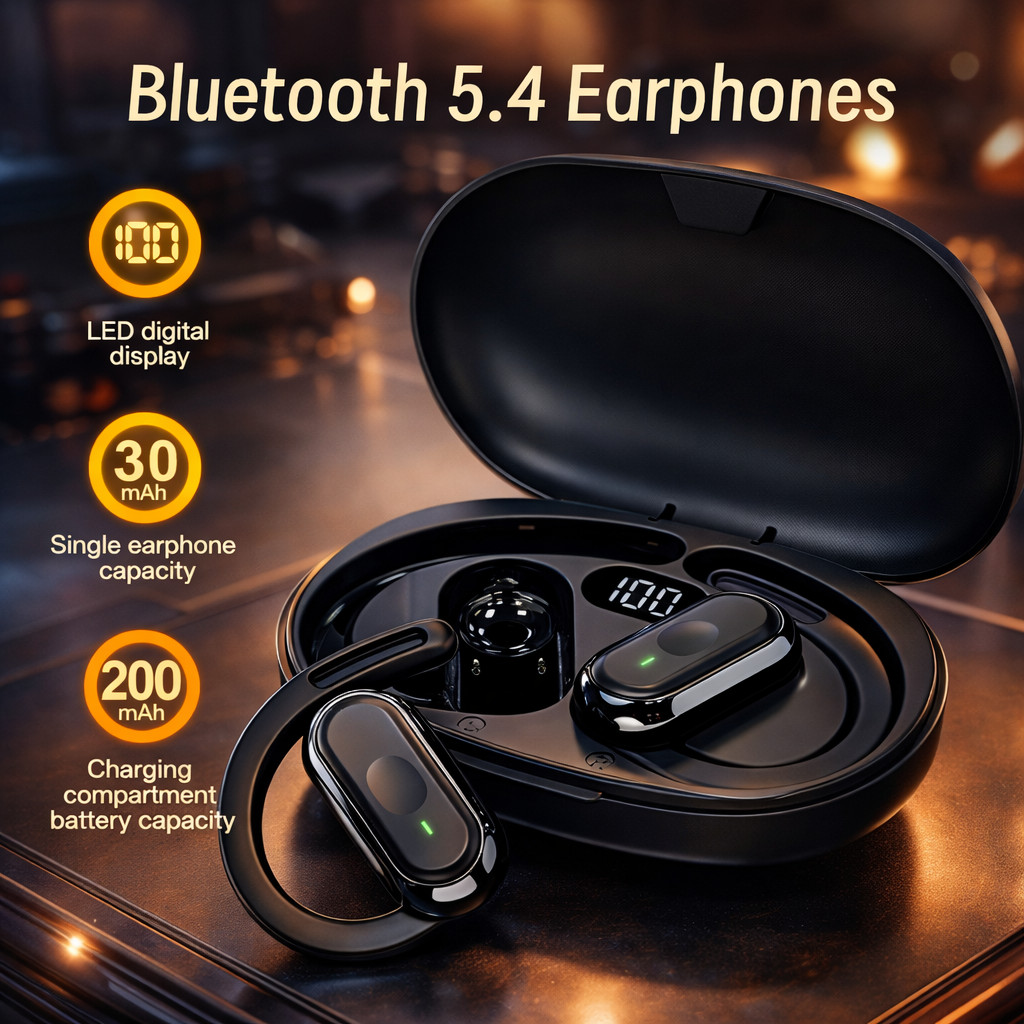 Open Ear Bluetooth 5.4 Headphones Wireless Earbuds For Sports Gym