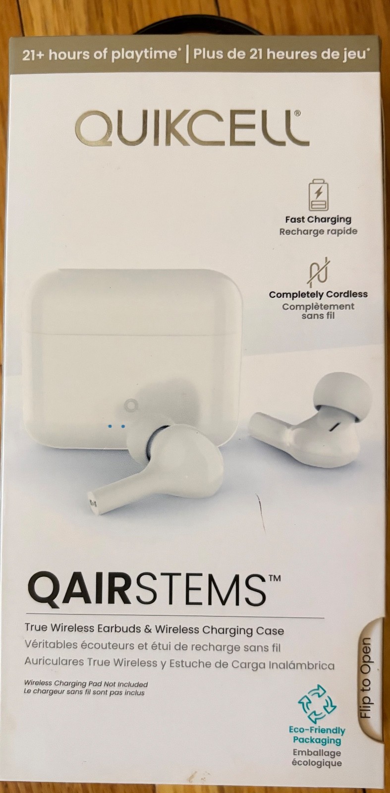 Quikcell QAIRSTEMS True Wireless Earbuds w/ Charging Case, White