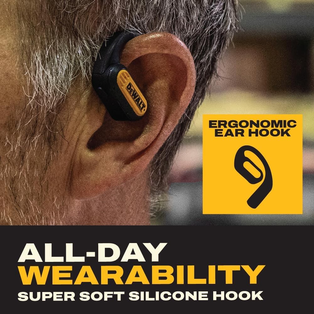 DEWALT Heavy Duty Open Ear Headphones, Bluetooth 5.3 Wireless Earbuds IP55, 4…