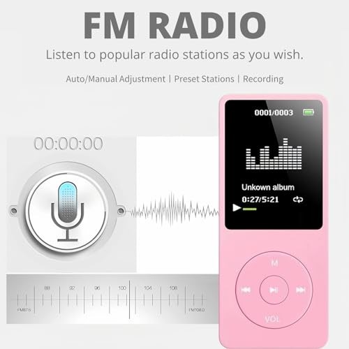 Portable MP3 MP4 Player 8GB HiFi Audio Music Player with FM Radio Voice Recorder