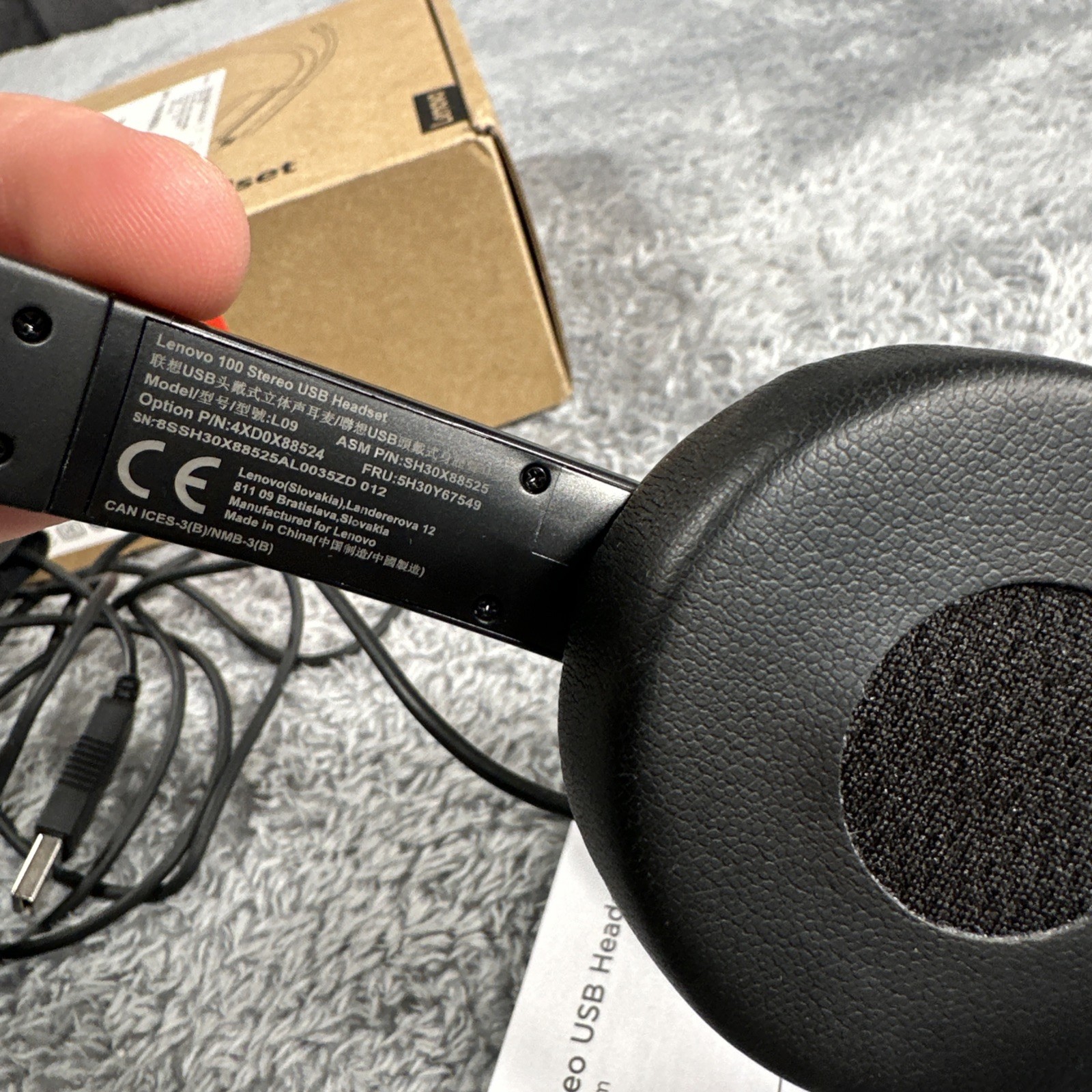 Lenovo 100 USB Headset Plug and Play with USB New Open Box Call Center Office