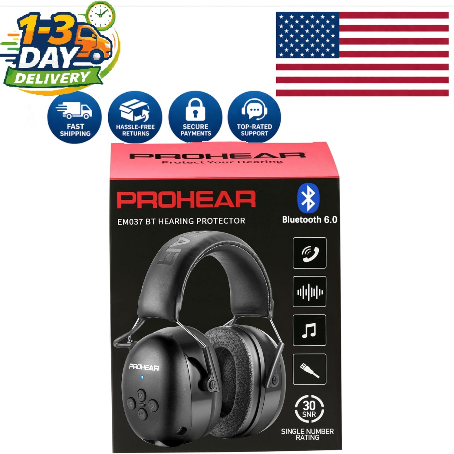 Bluetooth Hearing Protection with 1500mAh Battery – Ideal for Mowing & Workshops