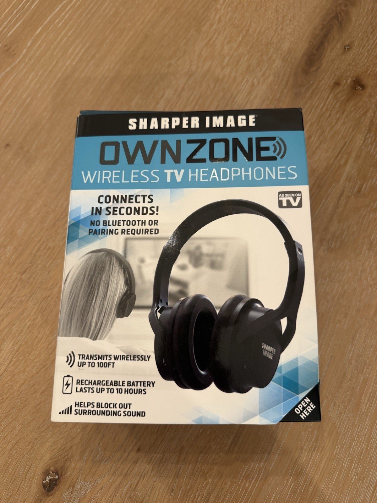 NIB Sharper Image OwnZone Wireless TV Headphones BLK No Wifi/Internet Required