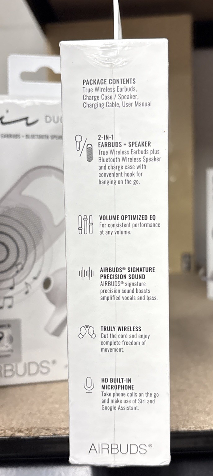 air DUO Airbuds – 2 In 1 Speaker & Wireless Earbuds. White.
