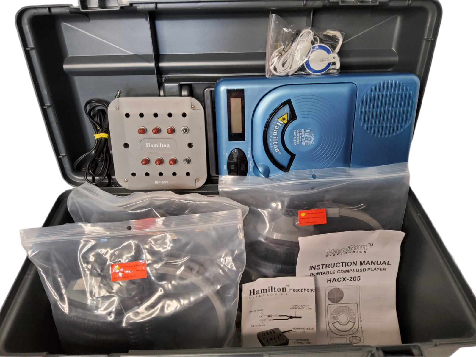 Hamilton Buhl 4 Person Educational Audio Headset System With CD Player and Headp