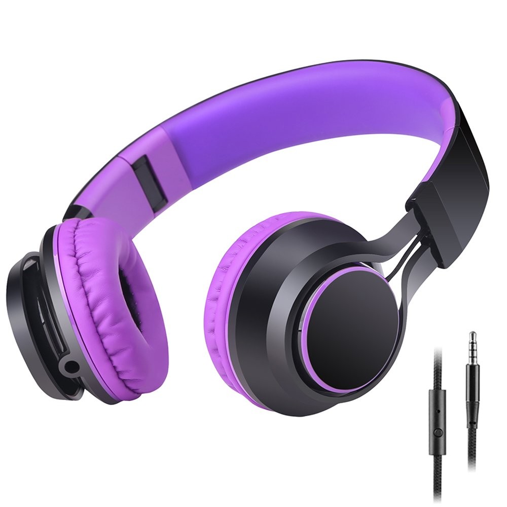 Sound Intone HD30 Stereo Folding Portable In-line 3.5 mm Audio Cable Purple