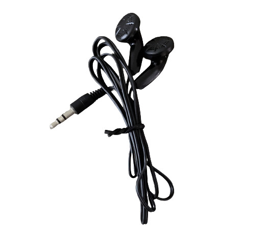 Black Stereo Earbuds w/ 3.5mm Plug (no mic) – 40″+ Cable length
