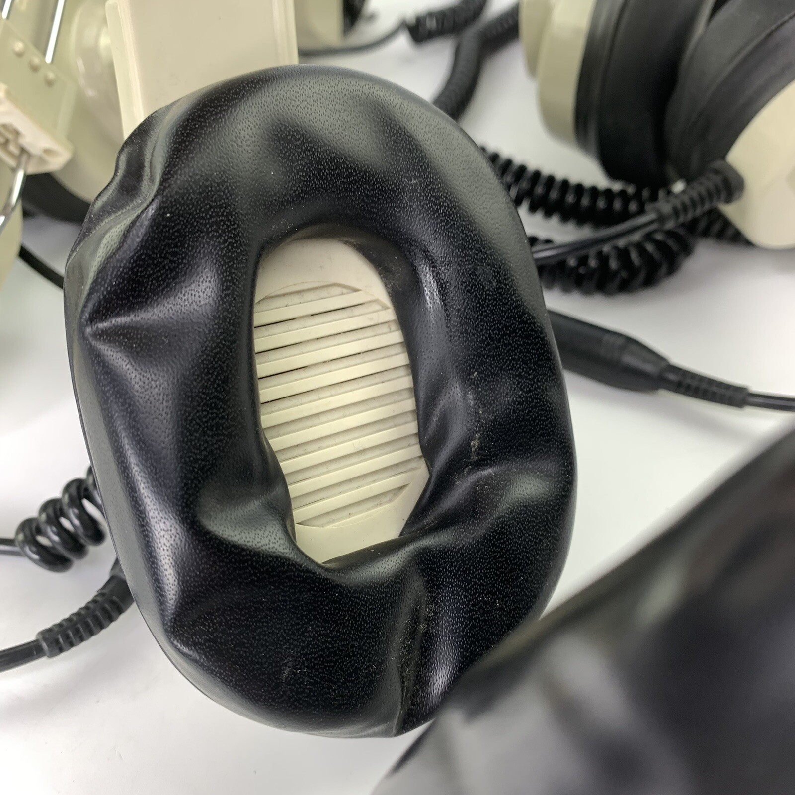 6 x Califone 2924AV-P Beige Mono Headphones 6’ coiled cord and 1/4″ Plug