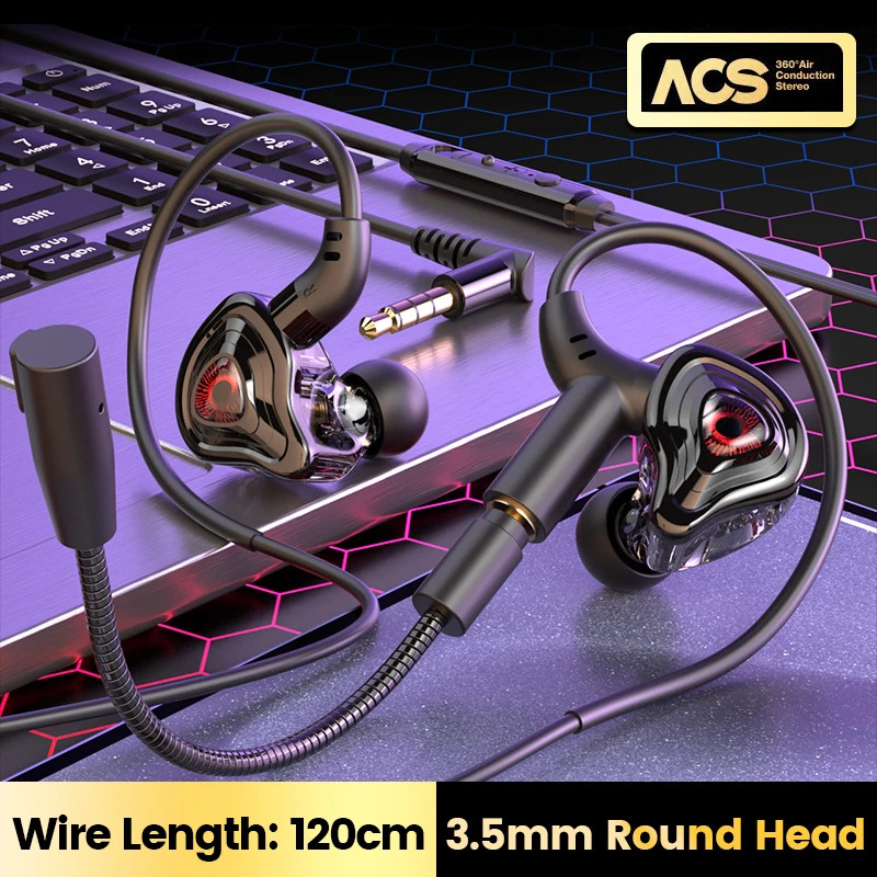 90° Elbow Wired Earphone 3.5Mm/Type C Headphone HD Noise-Canceling Dual Micropho
