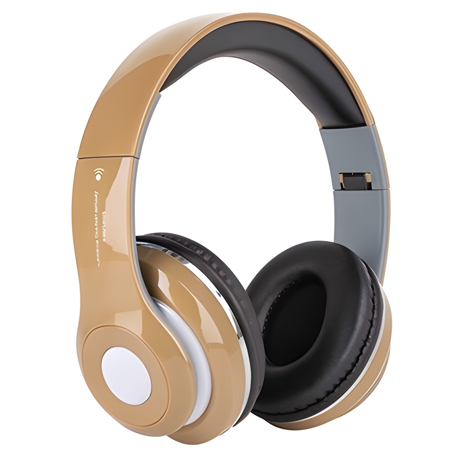 Bluetooth Wireless Over Ear Headphones with Mic FM Tuner Memory Card Slot Gold