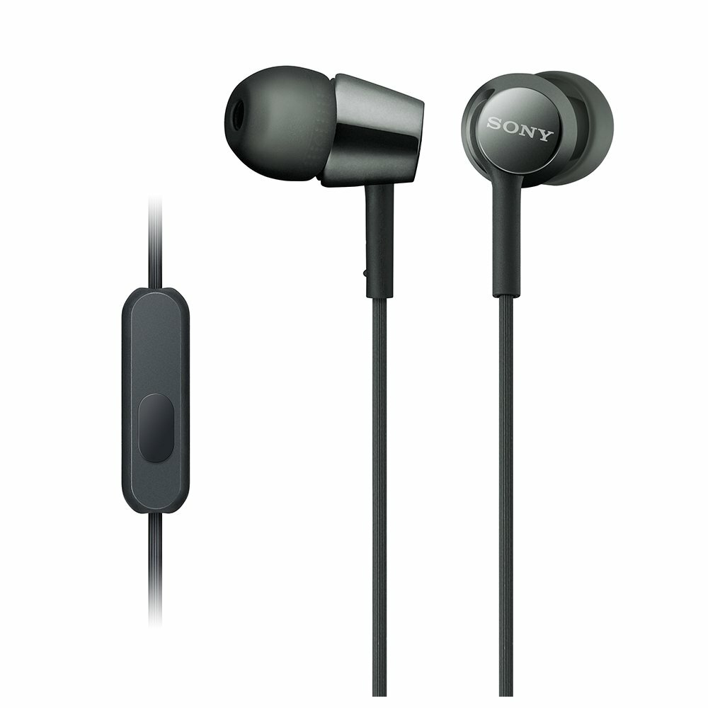 SONY MDR-EX155AP Closed Dynamic In-Ear Remote Mic Headphones In-line Black New