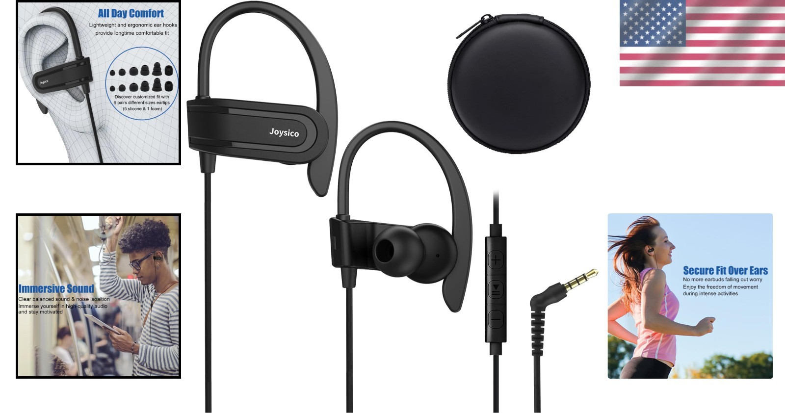 Durable Sport Earbuds with Custom Fit & Hard Case for Active Lifestyles