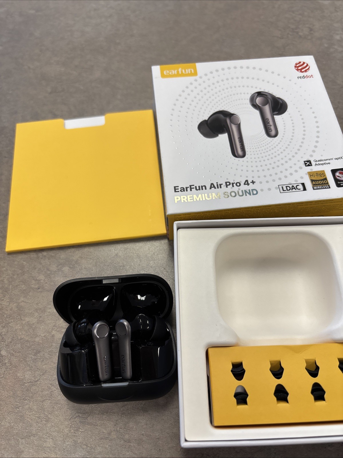 EarFun Air Pro 4+ Wireless Earbuds Hi‑Res LDAC aptX Adaptive Black OPEN BOX