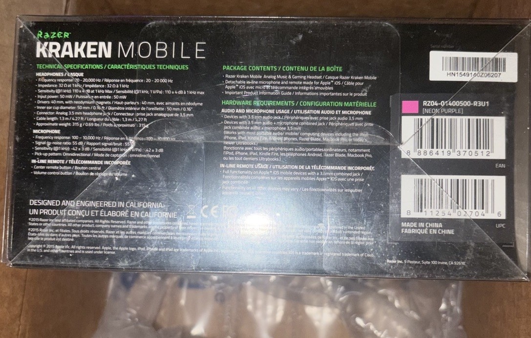 Razer Kraken Mobile Headphones -Neon Pink – RZ04-01400500-R3U1