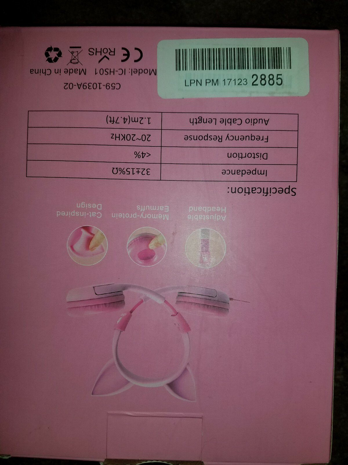 iClever Wired Kids Headphones Cat-ear Over the Ear Headsets Pink