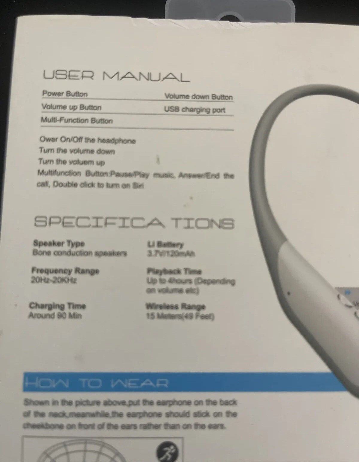 Alova None Conduction Headphones Black 4h Battery Life Water Proof