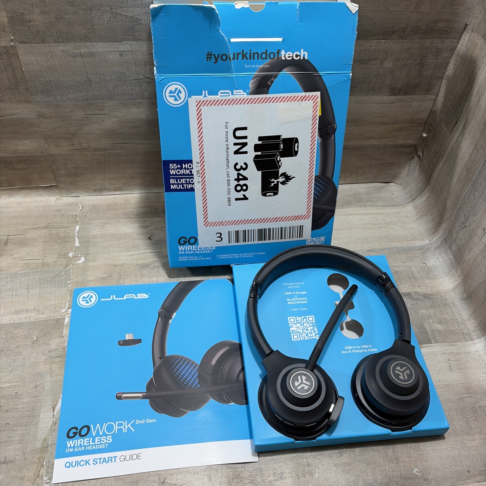 JLab Go Work Hybrid Bluetooth Wireless Headset – Black