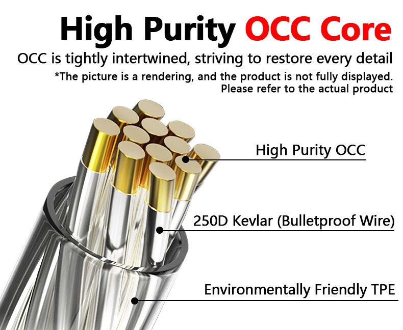 6N OCC HiFi Cable With Mic For TFZ UE18 JH13 JH16 W4R UM3X 1964 Ears Earphones