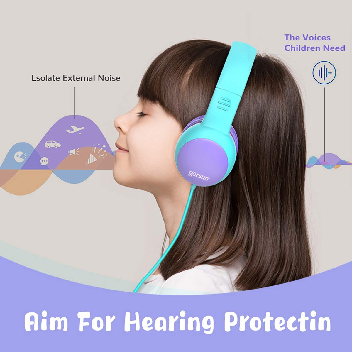 Kids Headphones with Limited Volume, Cat Ear Toddler Headphones, Wired Headph…