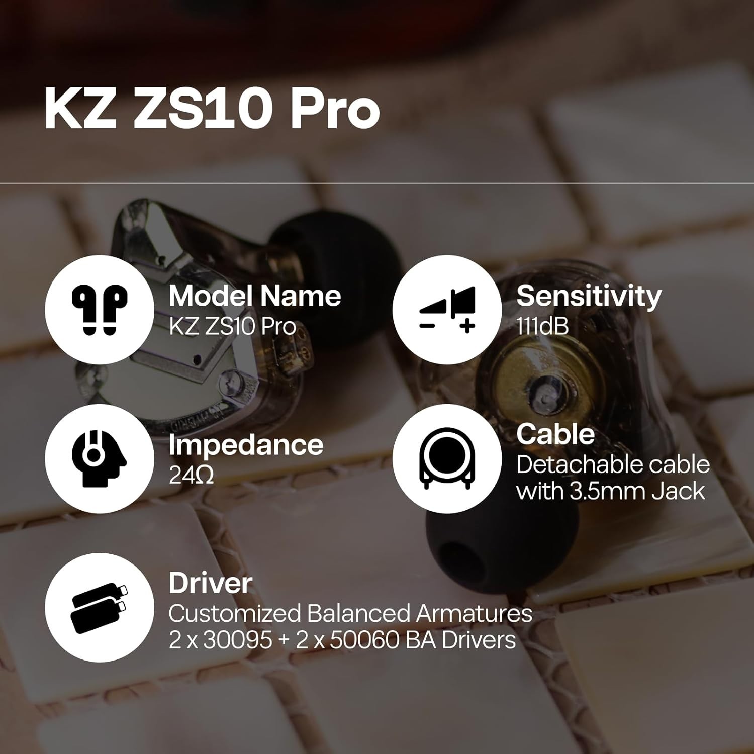 KZ ZS10 Pro Hybrid IEM – 4BA+1DD HiFi Wired Earbuds, Ergonomic Sound Isolation