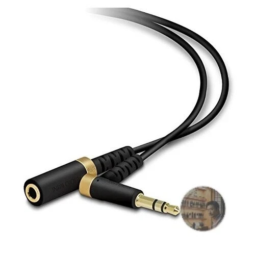 ELECOM 3.5mm Headphone Extension Cable 1m L-Shaped Gold-Plated Black Durable