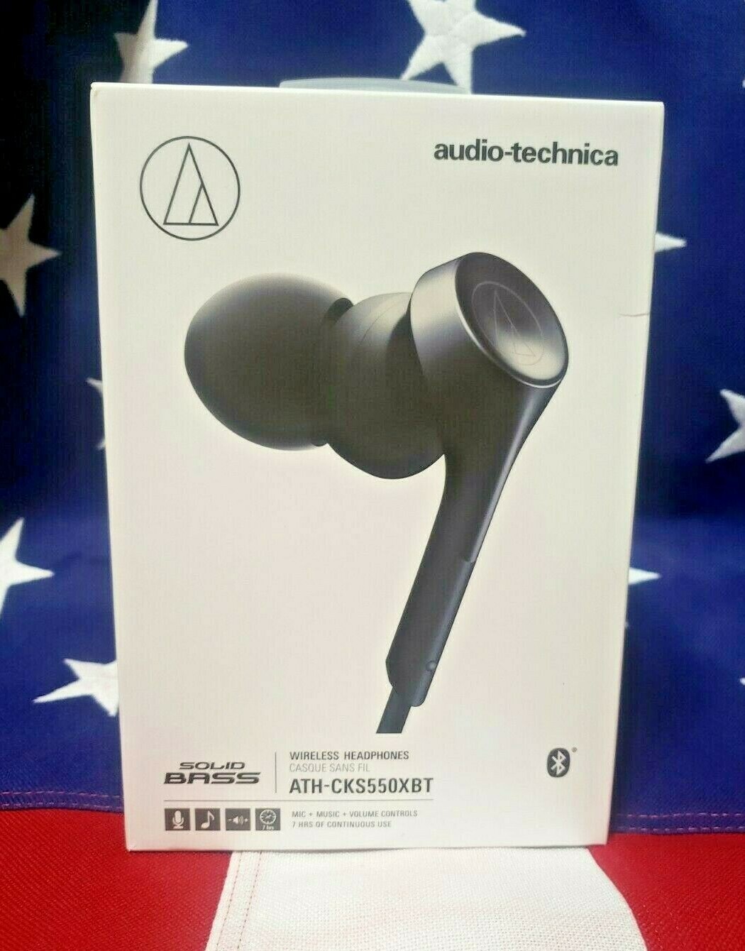 Audio-Technica ATH-CKS550XBTBK Solid Bass Bluetooth Wireless In-Ear Headphones