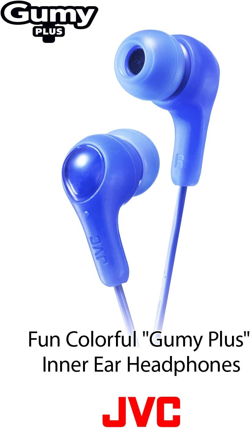 New JVC Gumy Plus Berry Blue Stereo In The Ear Headphones #HA-FX7-A