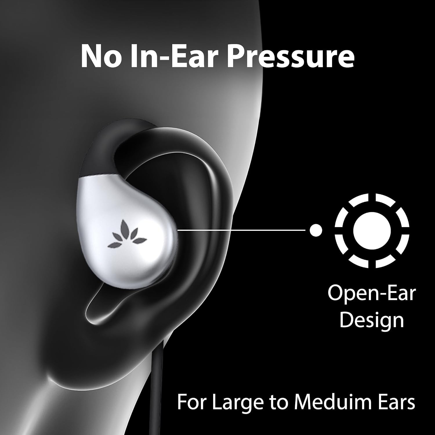 Resolve –3.5mm AUX Wired Open-Ear Earbuds w/Mic & Over-Ear Hook | Large Size,…