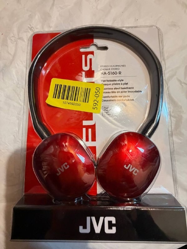 JVC Flats On-Ear Wired Headphones, Foldable Design, 30mm Drivers, Red