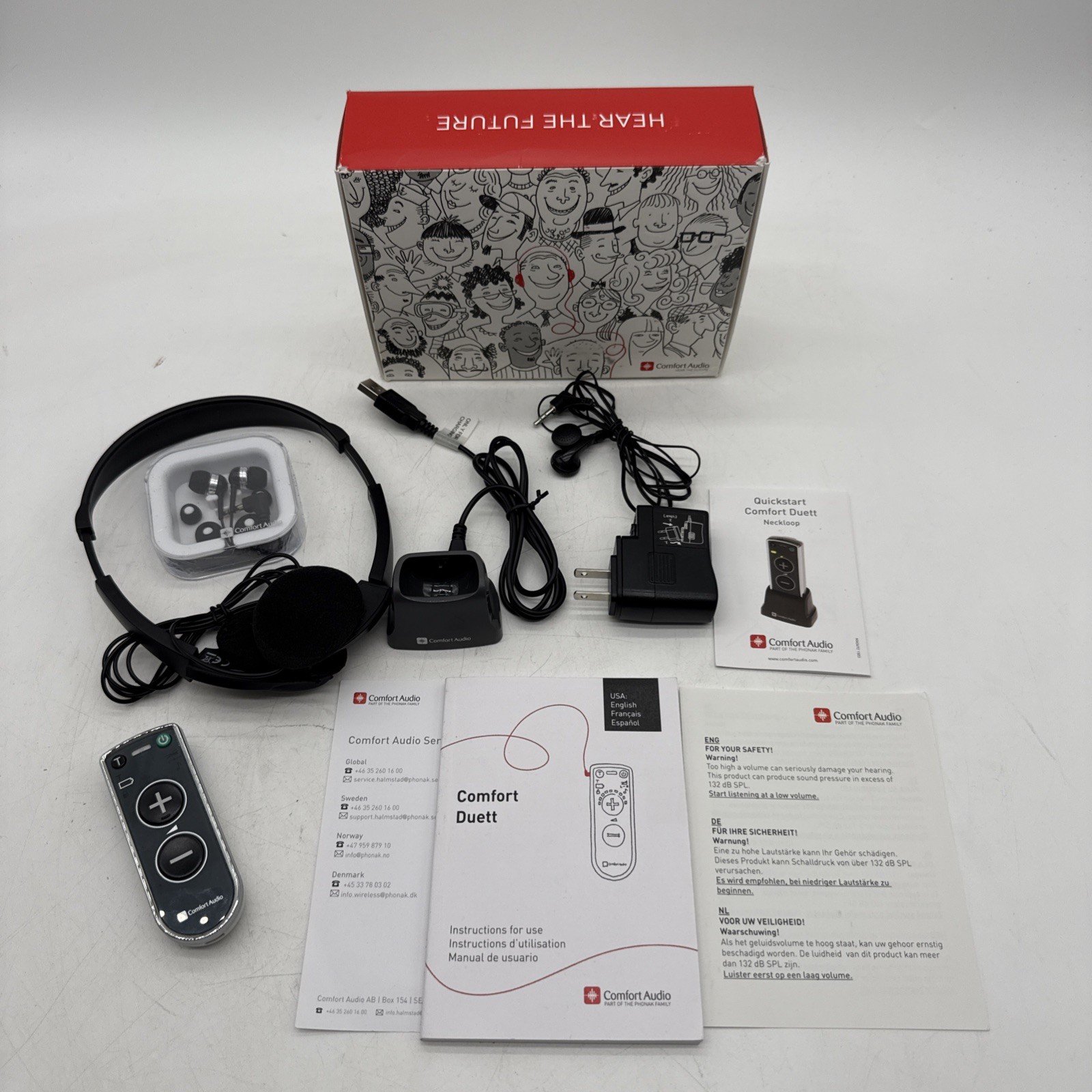 Comfort Audio Duett Personal Listener w/ Headphones & Earphones – Model 052-4110