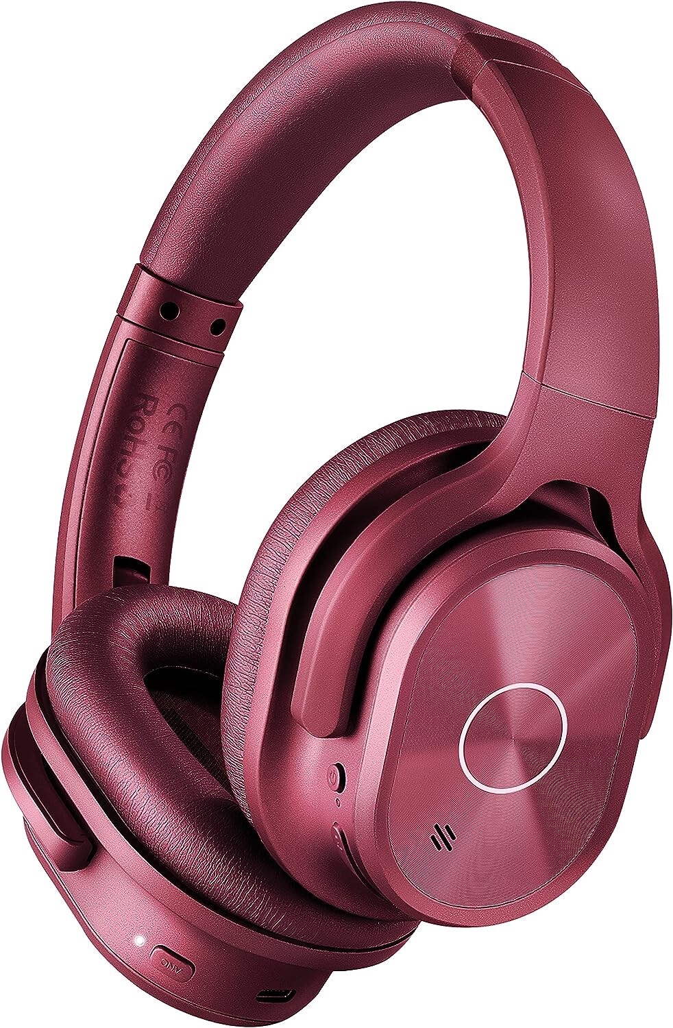 ZIHNIC Active Noise Cancelling Headphones, 40H, Wireless Bluetooth, BURGUNDY