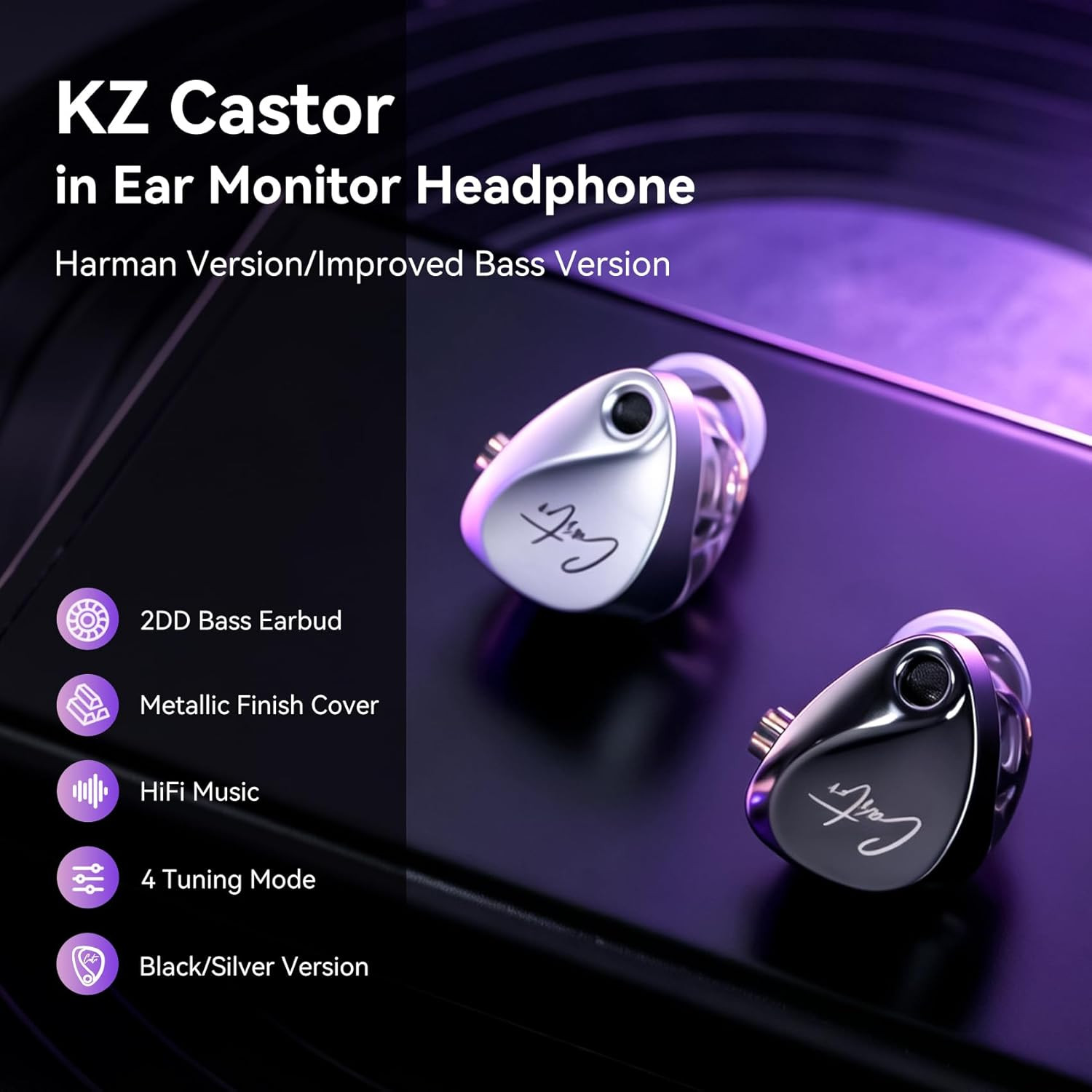 in Ear Monitor Headphones, KZ Castor Improved Bass HiFi Earphone Sound Tunable N