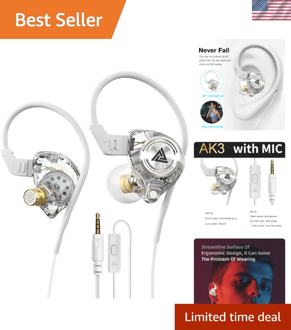 Lightweight AK3FILE Wired Earbuds with Detachable Cable and Rich Sound – White