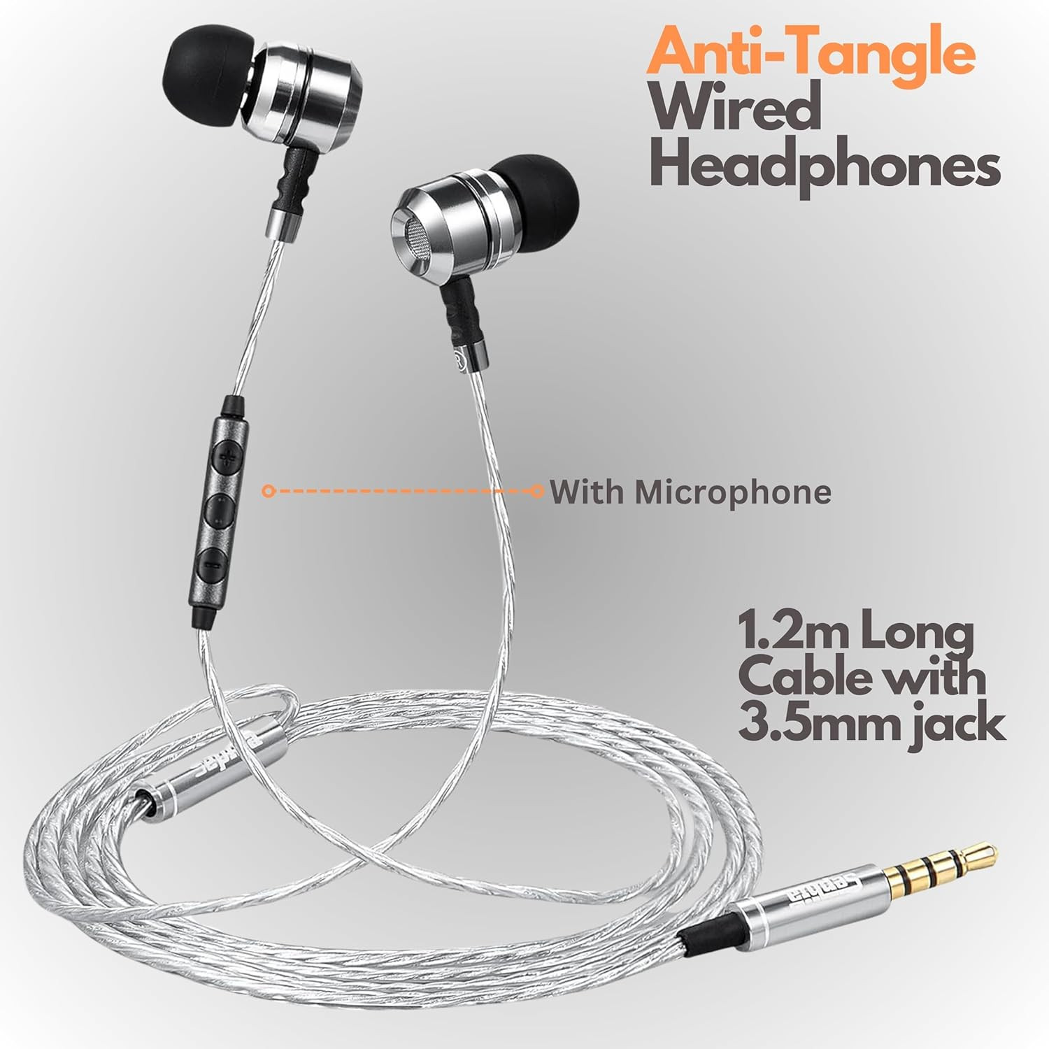 Auriculares con Cable y Microfono Bass Profundo Jack 3 5mm Anti Enredos SonidoHD