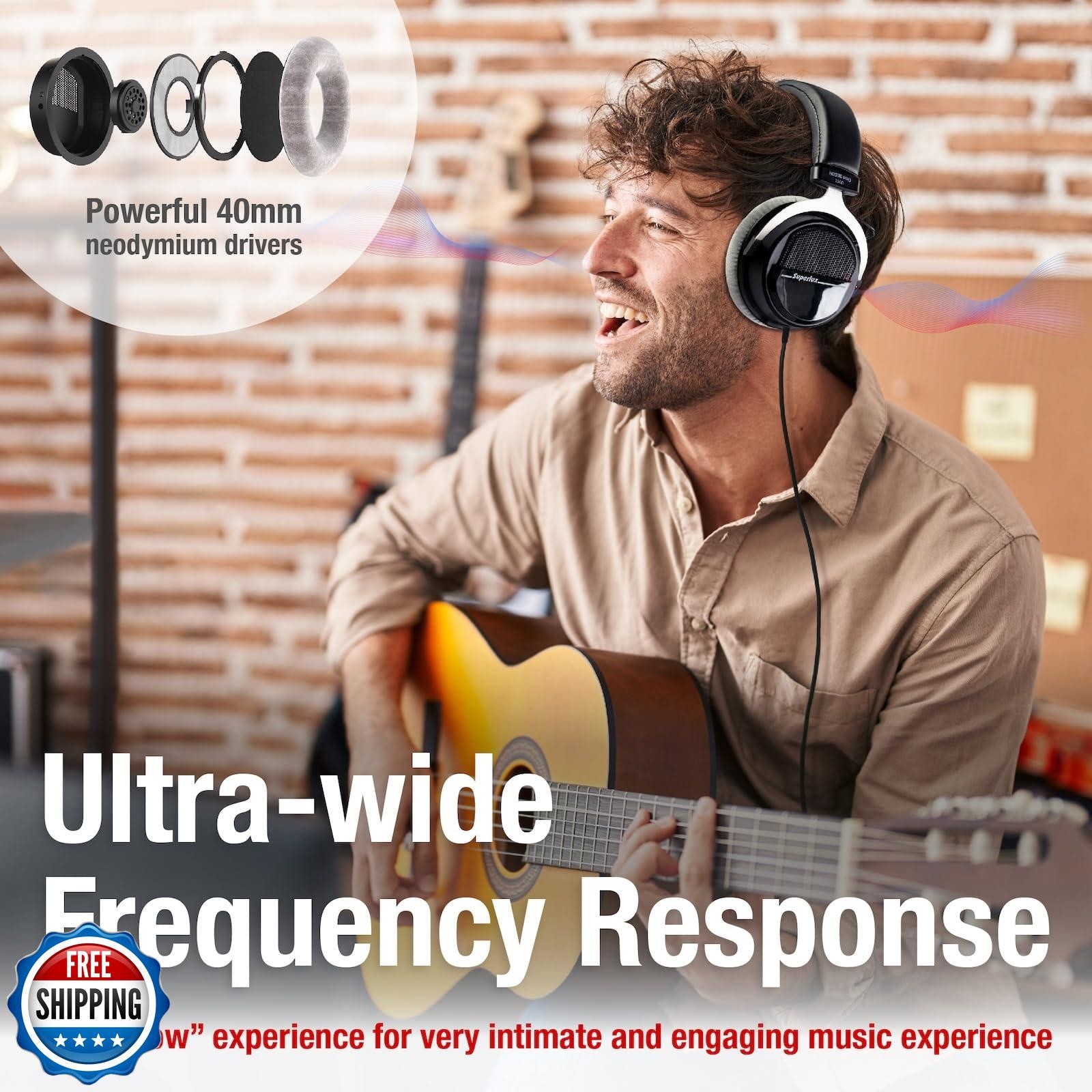 Superlux HD 330PRO,150 ohms, Over-Ear Headphones, Professional Semi-Open Wire