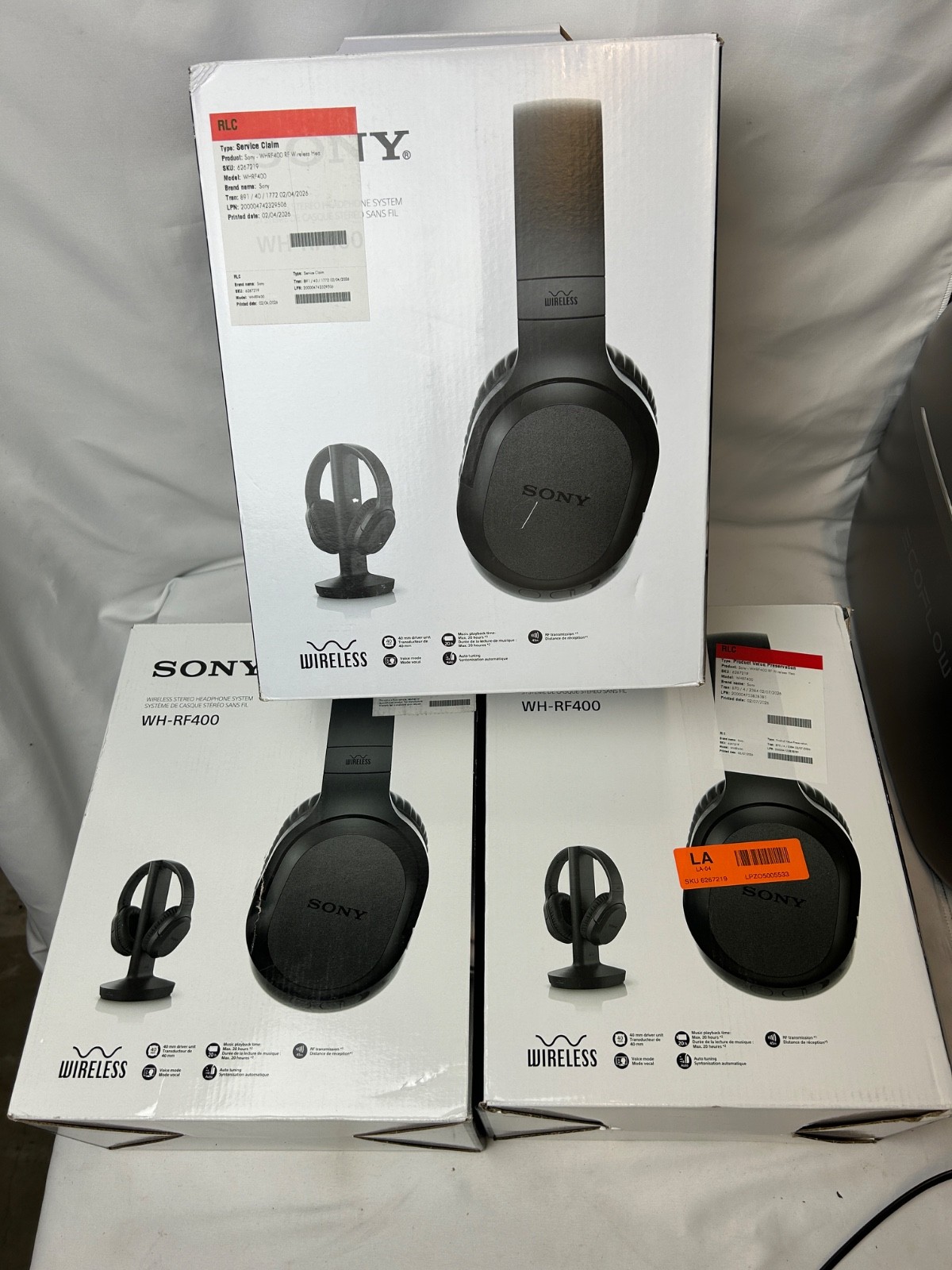 3 Sony WH-RF400 Wireless RF Home Theater Headphones with Charging Dock